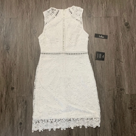 Lulus White Lace Mini Dress Sleeveless Size M NWT - Picture 1 of 4